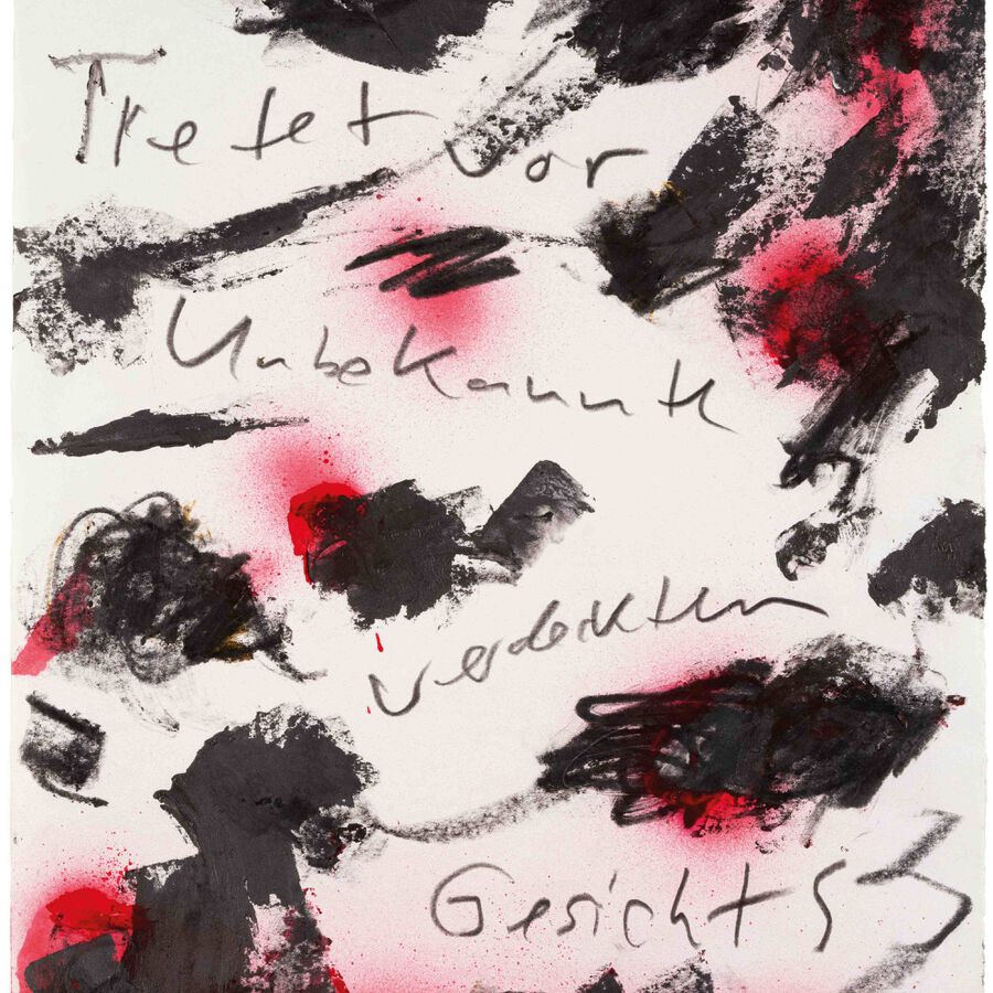 Udo Rathke, Krieg der Viren, Trete vor Unbekannte, 2022, Graphit auf Bütten, 42x29,5 cm